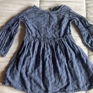 Toddler Casual Sundress with Bishop Sleeves and Crew Neck